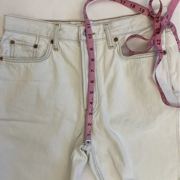 Re/Done || The 80's Long Short Denim Cut Offs Raw Hem Bleach White 29 - Picture 10 of 12